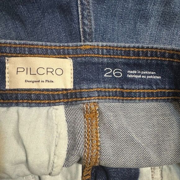 NWT Pilcro Anthropologie Denim Shorts Size 26 Blue Bandits Jeans Cuffed Summer - Picture 4 of 5